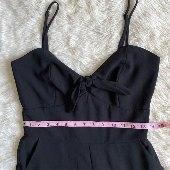 Adelyn Rae Jumpsuit Cropped Tie-Front Tassel Fringe Hem Classic Black S - Picture 13 of 14